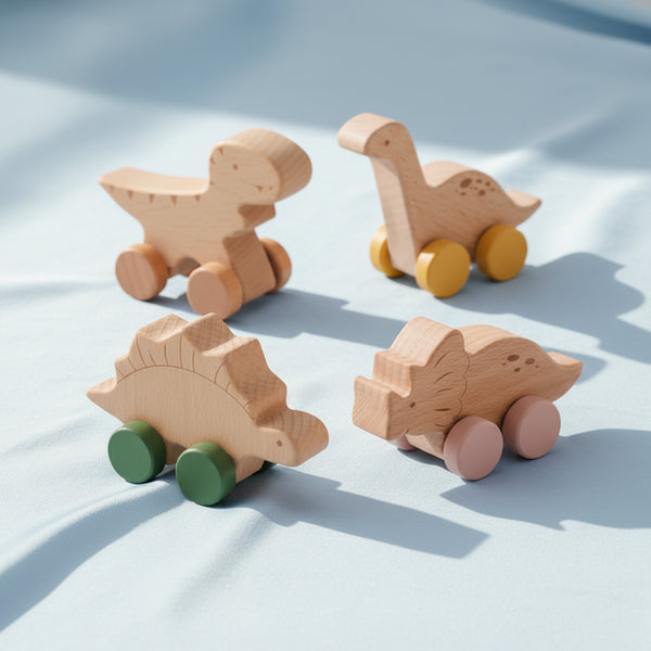 DinoRueda™ | Coche Montessori de Madera con Dinosaurio -