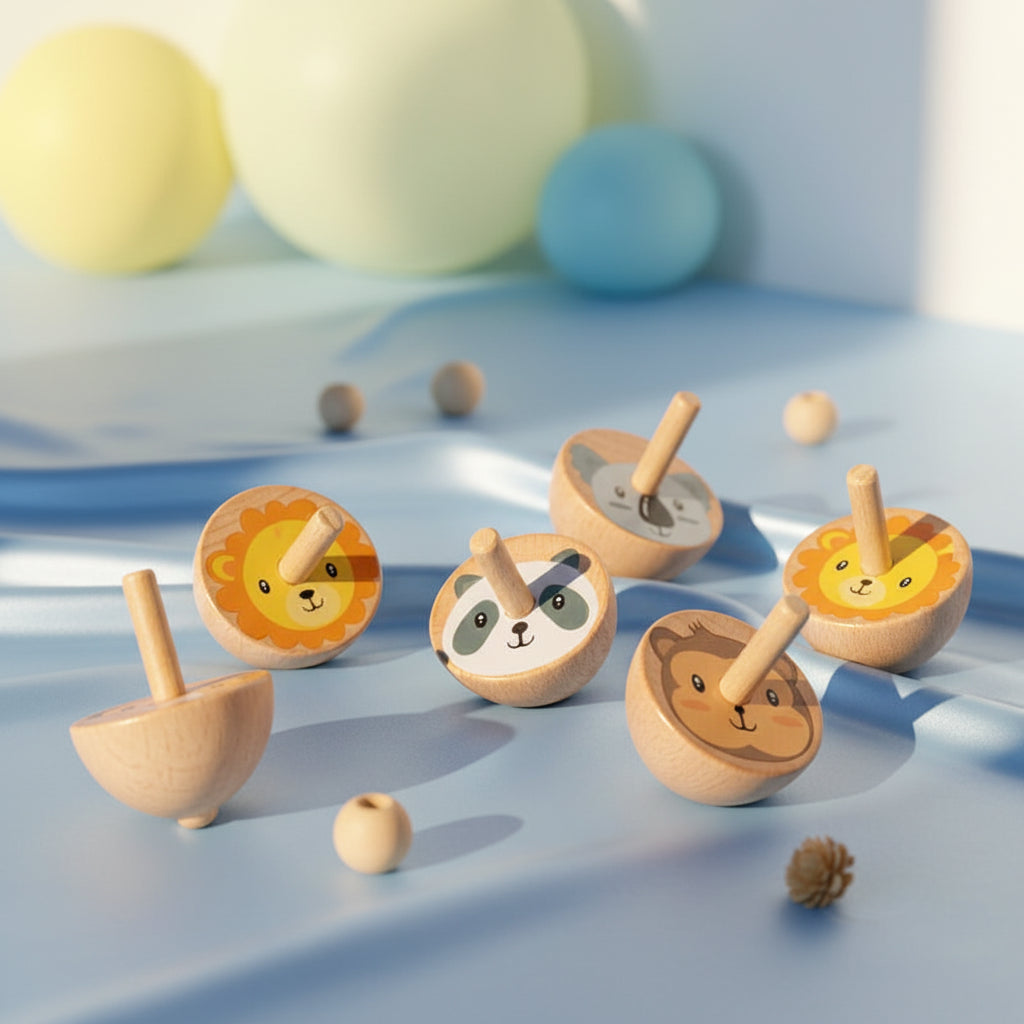 PipoGiro, peonza Montessori de madera natural
