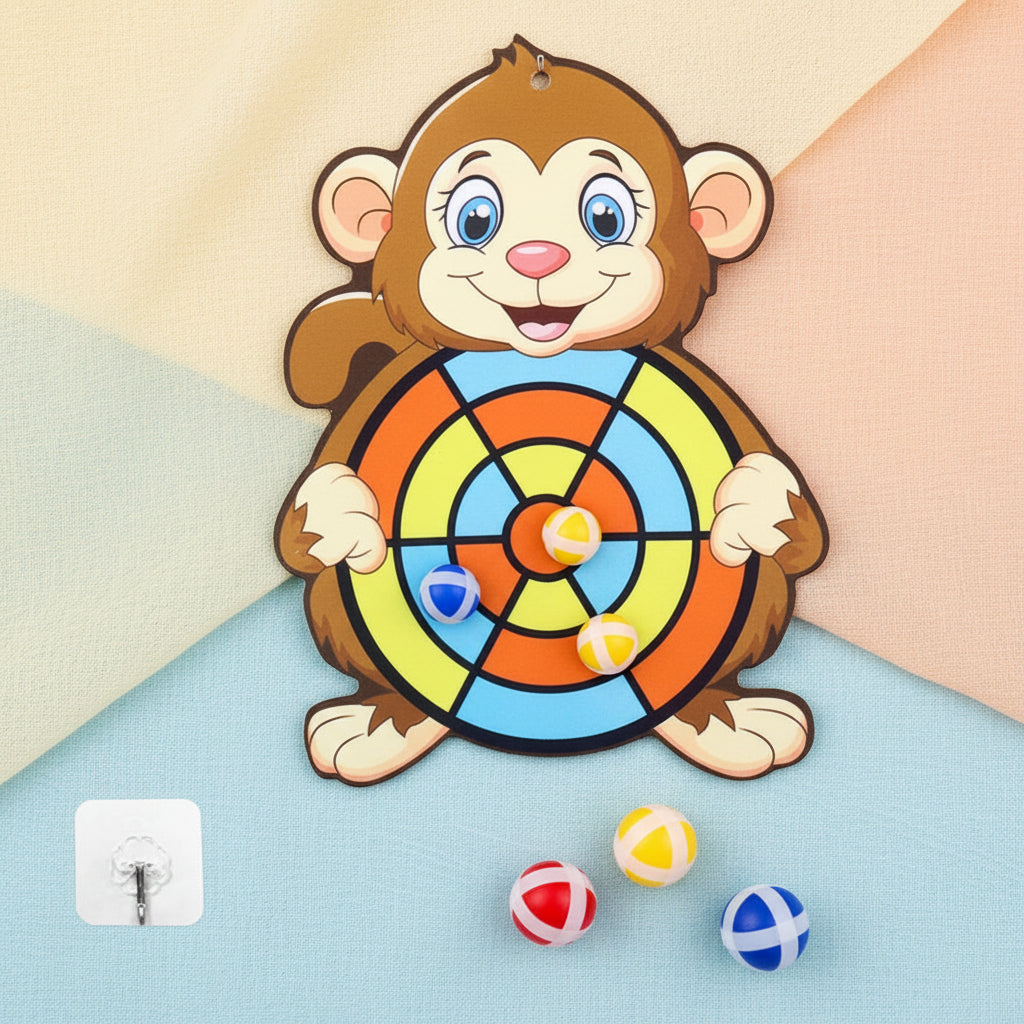 Monito Max™ y Eli la Elefanta™ | Juego de Diana Infantil con Pelotas de Velcro