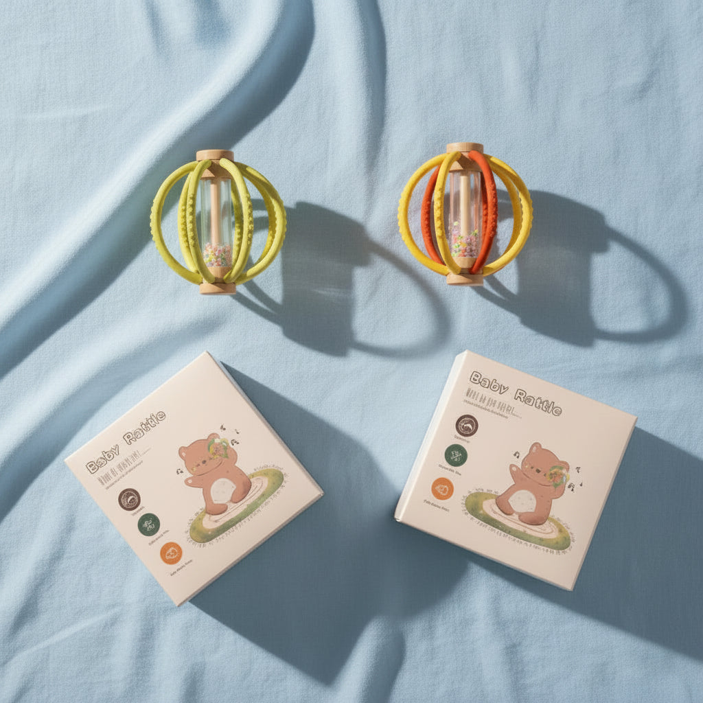 Lluvín™ | Sonajero Montessori de Madera y Silicona para Bebés