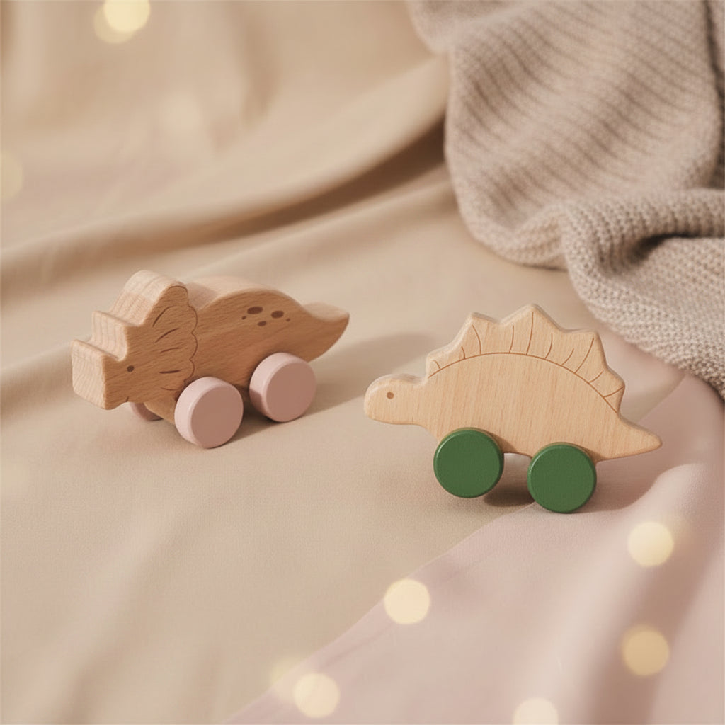 DinoRueda™ | Coche Montessori de Madera con Dinosaurio -