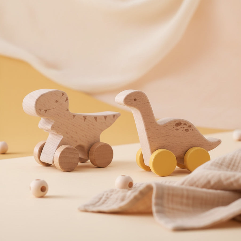 DinoRueda™ | Coche Montessori de Madera con Dinosaurio -